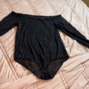 Black Lace Off-Shoulder Bodysuit Torrid Plus Size Lingerie Women’s
